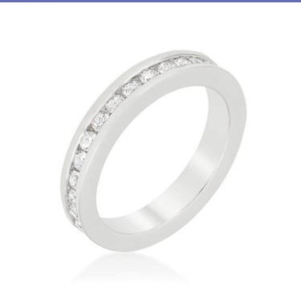 Silver alloy CZ Eternity Channel Ring